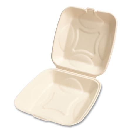 Boardwalk Bagasse PFAS-Free Food Containers, 1-Compartment, 9 x 1.93 x 9, White, Bamboo/Sugarcane, 200PK HL-91BW-NPFA